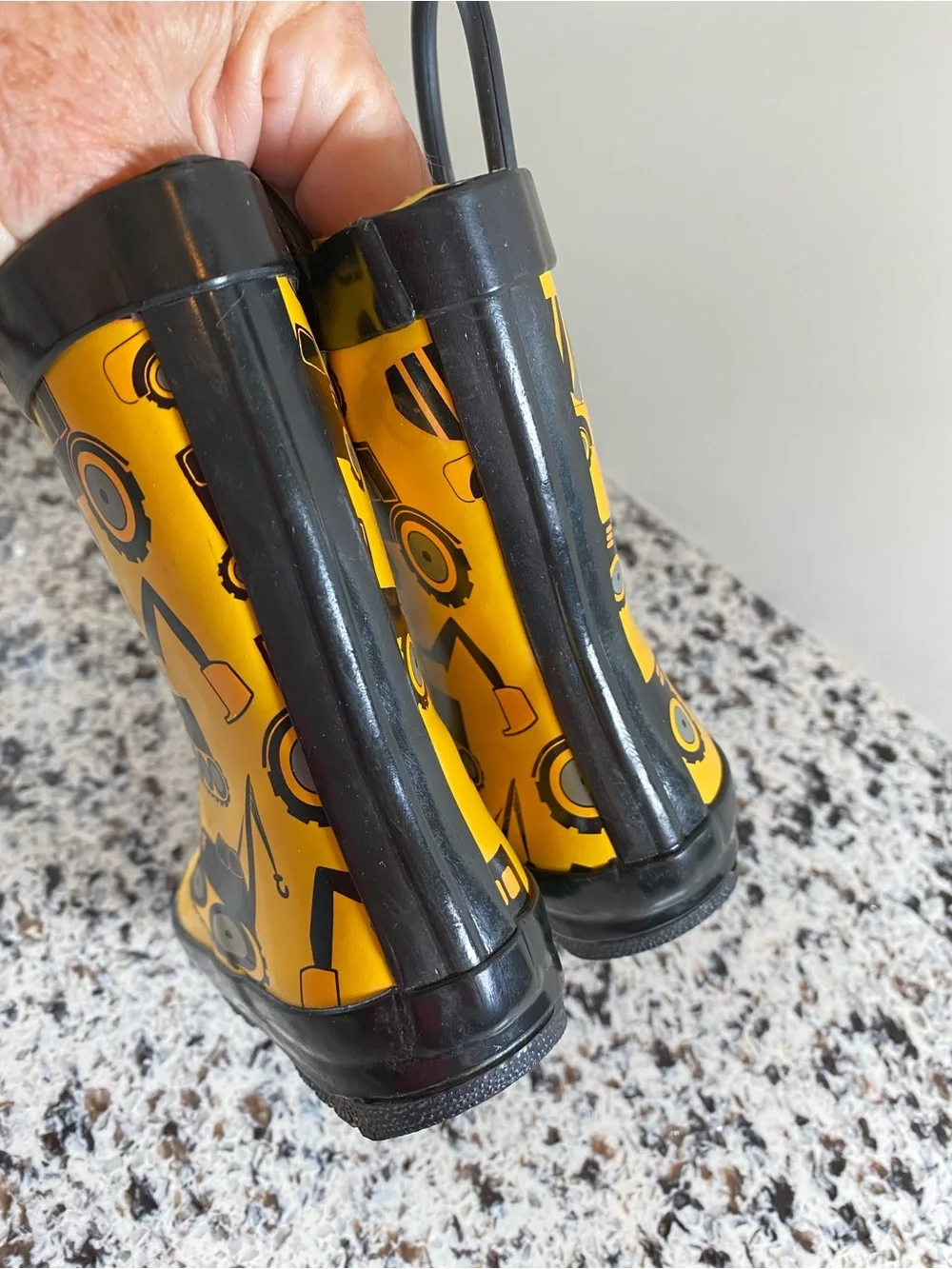 LONE CONE Toddler Boy Rain Boots Rubber Construction Vehicles Yellow 6